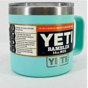 Yeti Rambler 14oz Coffee Travel Mug Seafoam Green Stainless Steel w/ Lid